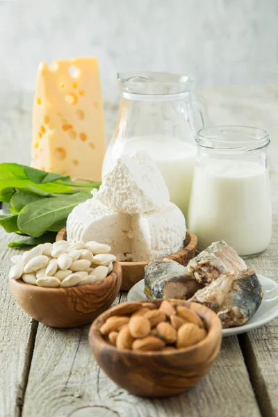 Selección de alimentos ricos en calcio — Foto de Stock