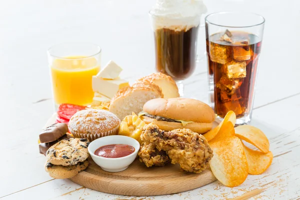 Selection of food that is bad for your health — Stock Photo, Image