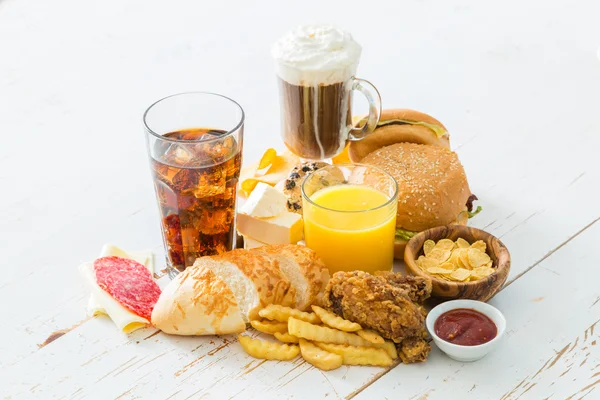 Selection of food that is bad for your health — Stock Photo, Image