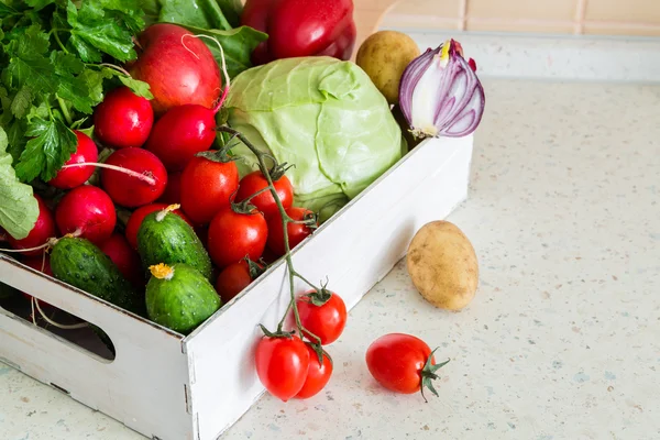 Selección de hortalizas frescas del mercado de agricultores — Foto de Stock