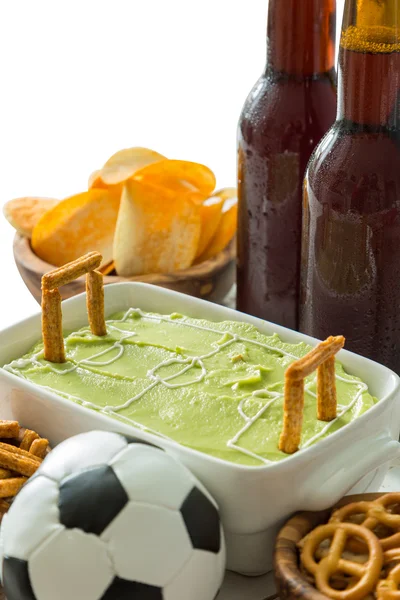 Selección de comida de fiesta para ver el campeonato de fútbol —  Fotos de Stock