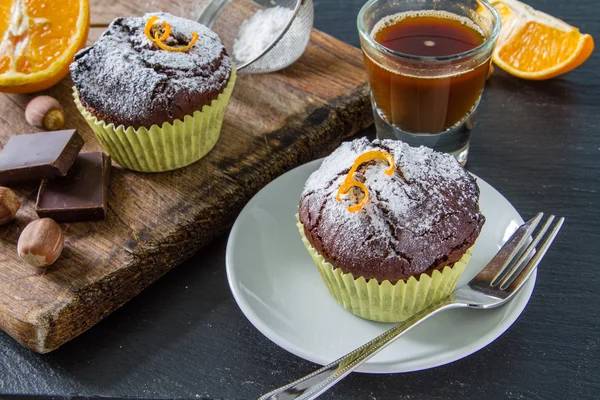 Csoki és narancs cupcakes — Stock Fotó