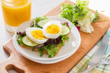 Yumurtalı sandviç salata ile