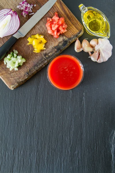 Gazpacho ingredientes de sopa de verão — Fotografia de Stock