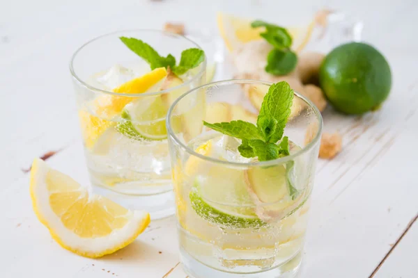 Ingwer-Limonade und Zutaten — Stockfoto