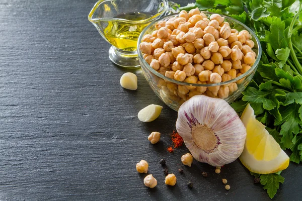 Bahan hummus - kacang arab — Stok Foto