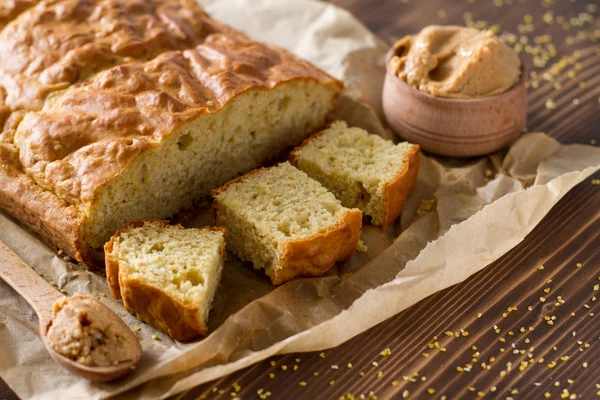 Cornbread squares on paper — Stock Photo, Image