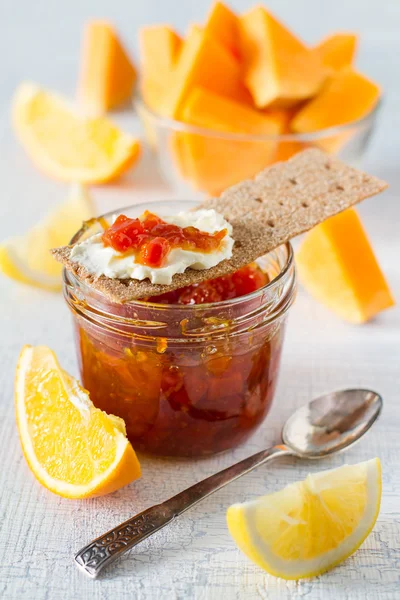 Ingredientes de engarrafamento - laranja, limão, abóbora — Fotografia de Stock