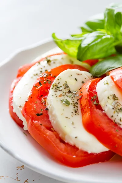 Beyaz tabakta Caprese salatası — Stok fotoğraf