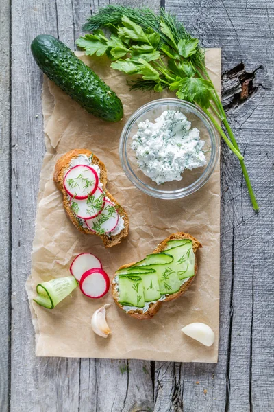 Bruschetta con requesón —  Fotos de Stock