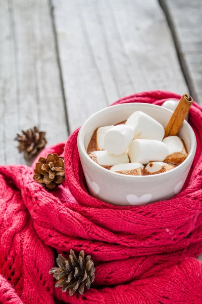 Varm choklad med marshmallows — Stockfoto