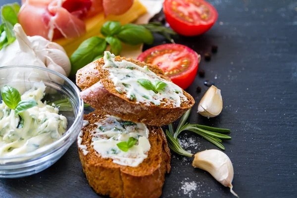 Baguette sandwich ingredients — Stock Photo, Image