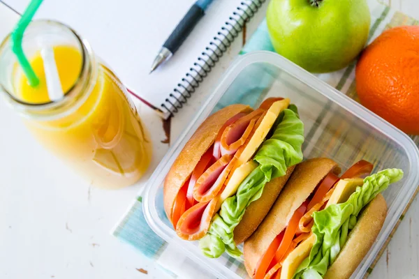 Lunch at a workplace - sandwiches — Stock Photo, Image