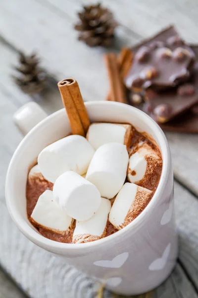 Heiße Schokolade mit Marshmallows — Stockfoto