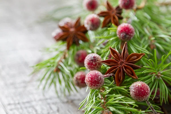 Decoraciones navideñas con árbol — Foto de Stock