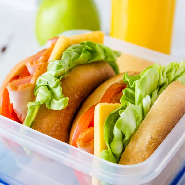 Oběd box - sendviče — Stock fotografie