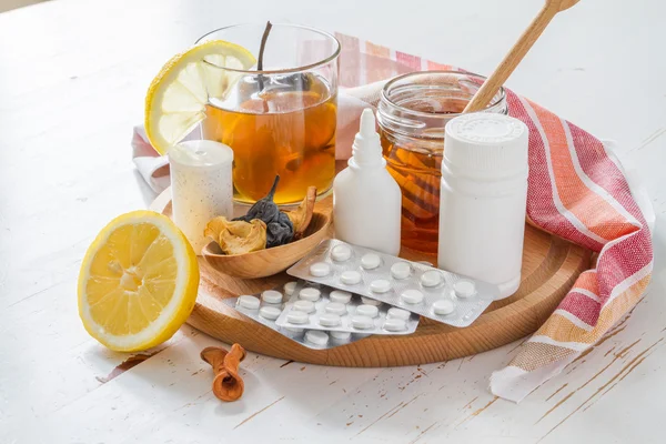 Beverage from dried fruits and pills — Stock Photo, Image