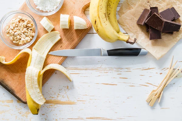 Preparación de estallidos de plátano — Foto de Stock