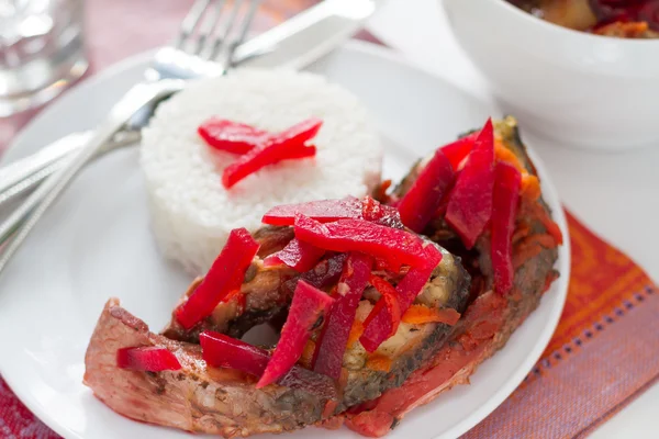 Gefilte fish s rýží — Stock fotografie