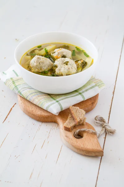 Sorrel soup with meat balls — Stock Image Sorrel soup with meat balls Stock Photo