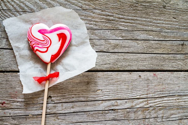 Valentine day concept - heart shaped lolly pop — Stock Photo, Image