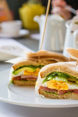 Sandwiches with eggs and ham