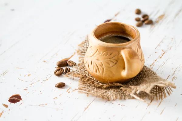 Café en taza rústica — Foto de Stock