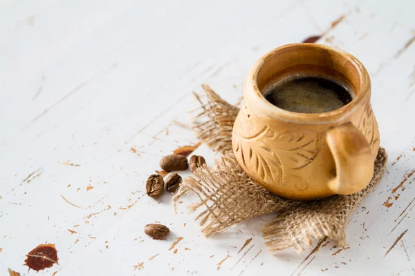 Caffè in tazza rustica — Foto Stock