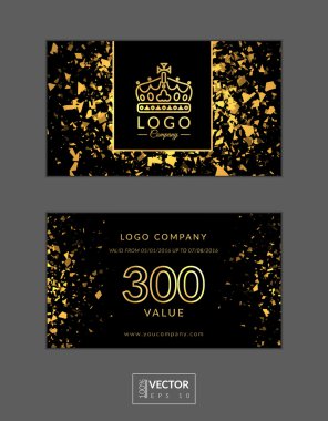 Modern glamour hediye çeki altın taç, glitter ve pırıltılar