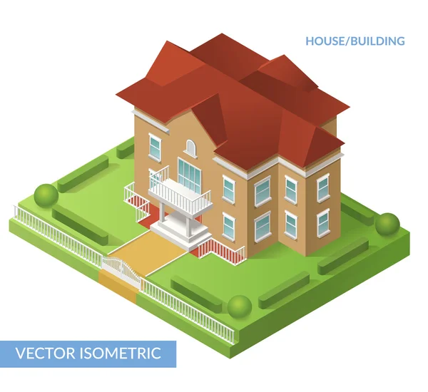 Maison et bâtiment isométriques — Image vectorielle