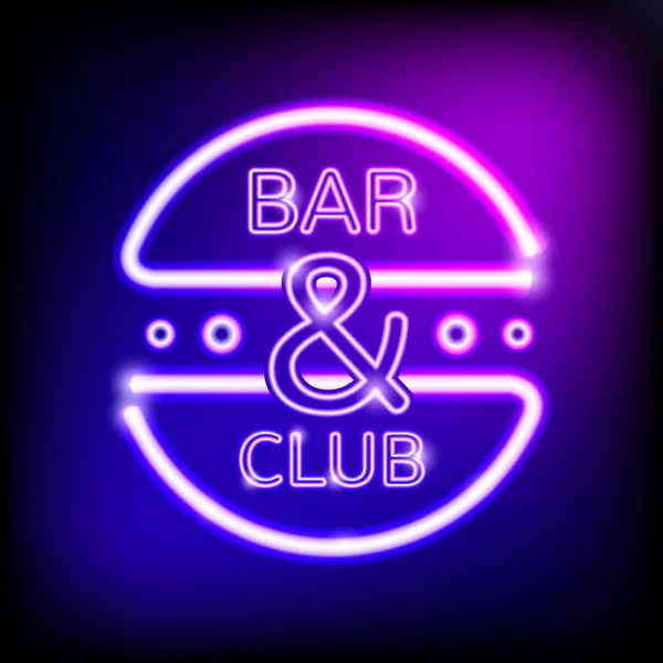 stock vector Neon glowing frame on blue dark background. Signboard for bar and nightclub