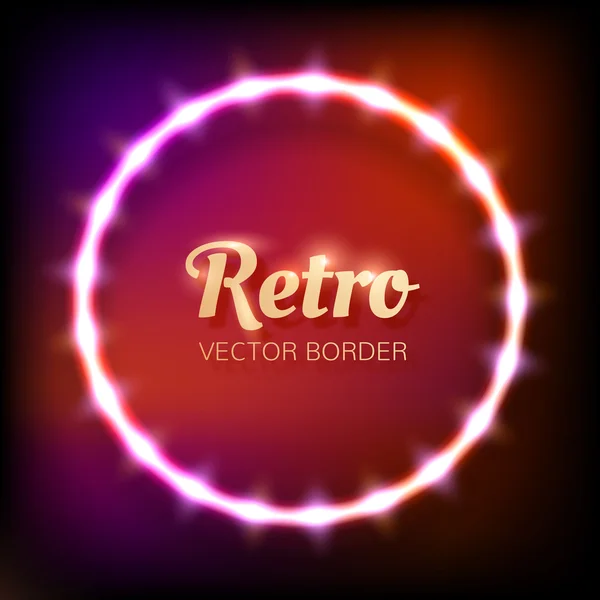 Parlak neon Işık Ampüller renkli koyu arka plan üzerinde çerçeve yuvarlak