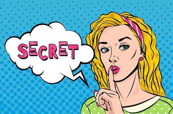 Genç sarışın kız ile pop sanat tarzı vektör çizim 