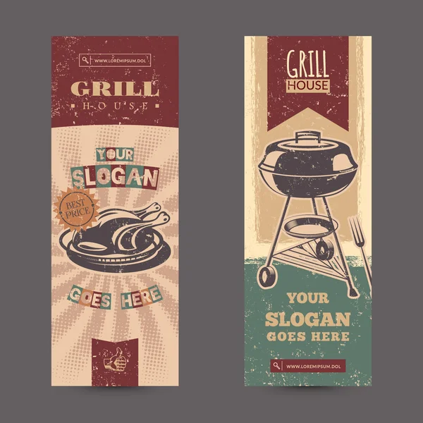 Izgara tavuk ile retro vintage afiş ile ayarla