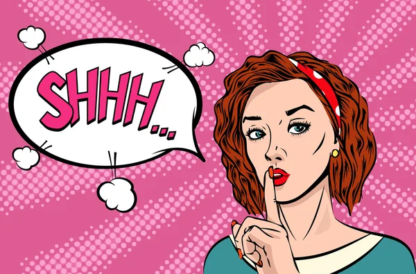 Genç kız ile pop sanat tarzı vektör çizim 