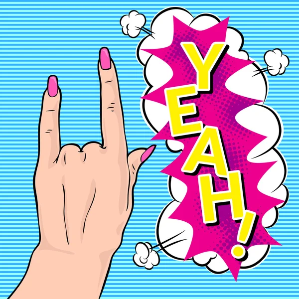 Jest. Kadın eli pop sanat tarzı ile vektör çizim