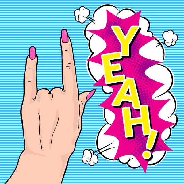 Gesture. Vector illustration with woman's hand in pop art style