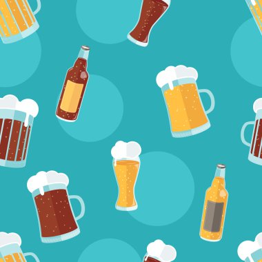 Bira farklı türde düz simgeleri ile Seamless Modeli