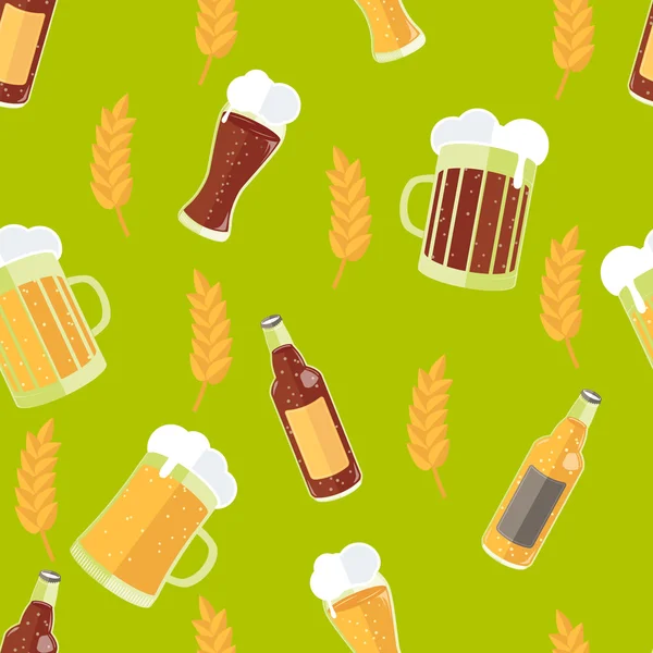 Bezešvé vzor s ploché ikony různých druhů piva — Stockový vektor