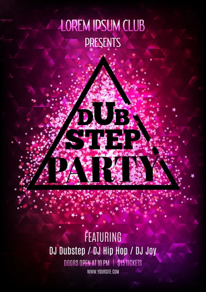Dubstep partisi. Gece kulübü flyer şablonu. Vektör illustation glitter ve pırıltılar.