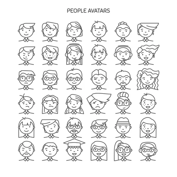 Wth ince çizgi profil sayfası için insanlar şık avatarlar simgesini ayarla