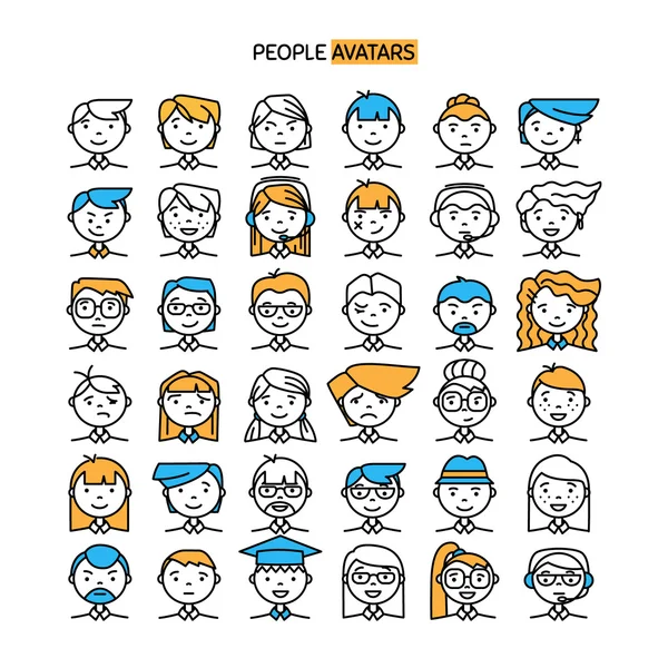 Wth ince çizgi profil sayfası için insanlar şık avatarlar simgesini ayarla