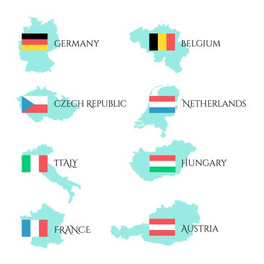 Avrupa bayrak ve ülkelerinin sınır ile ayarla