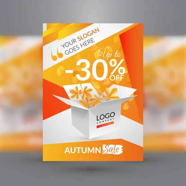 Sonbahar satış flyer şablonu. Vektör çizim kutusu 