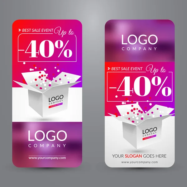 Gran evento de venta. Set con banners con caja — Vector de stock