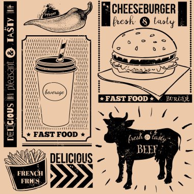 Lokanta sembolleri ile vektör arka plan. Menü model