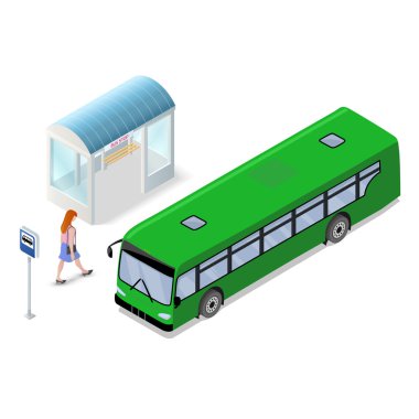 Şehir otobüs ve otobüs durağı simgeler