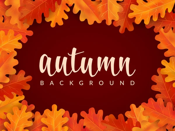 Autumn border with oak leaves — Stock Vector