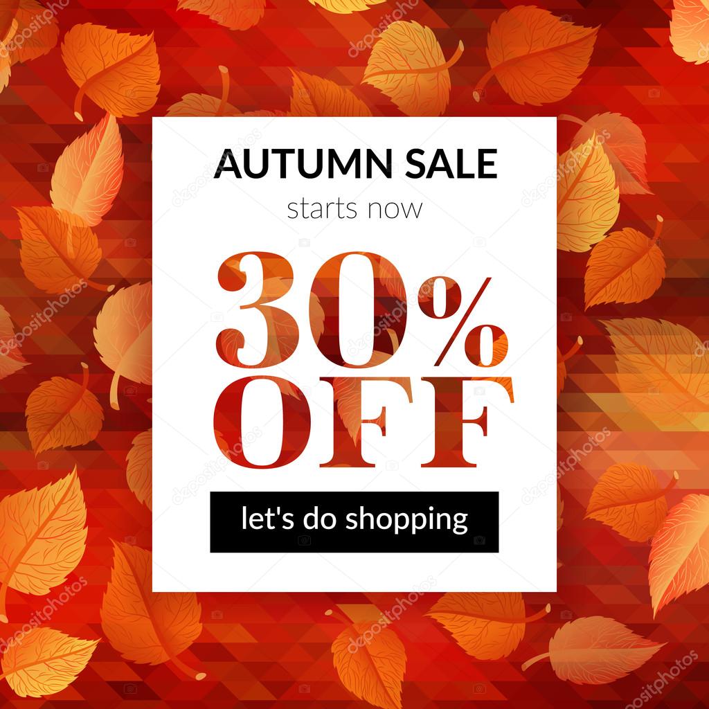 Autumn sale background with abstract background and alder leaves