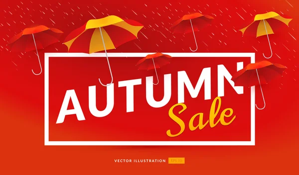 Φθινόπωρο Πώληση αφίσας πρότυπο με ομπρέλες Royalty Free Εικονογραφήσεις Αρχείου